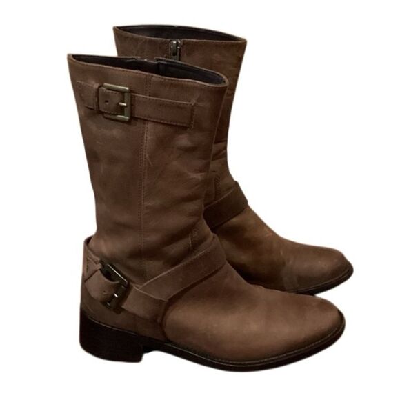 Cole Haan Brown Leather Harness Moto z boots 6.5 - Picture 3 of 12